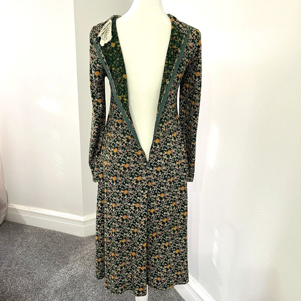 Diane Von Furstenberg Vintage Saks Fifth Avenue Knit Dress Size 8 Green Floral - Picture 7 of 16